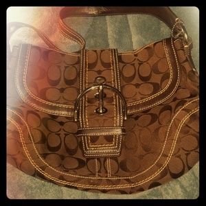 Coach C Signature Purse Soho Buckle Flap Bag Large